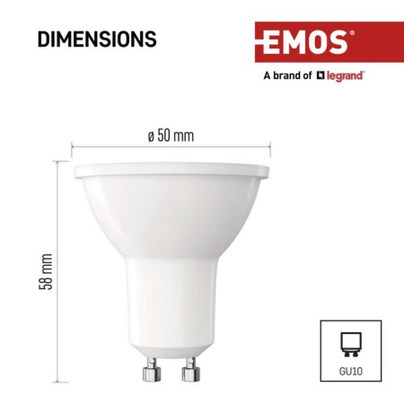 Faretto LED GU10 4W (39W) 4000K 450lm: Luce Neutra per Spazi Funzionali | Emos ZQ8E23