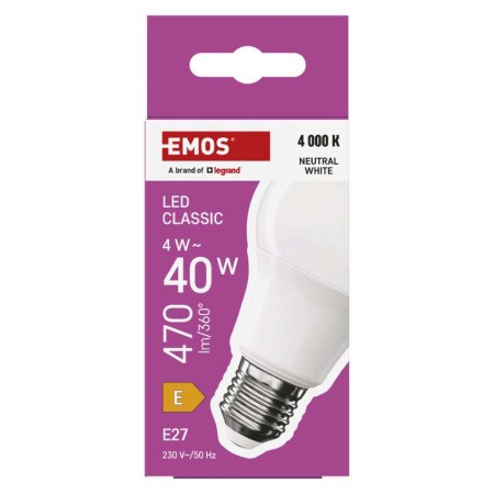Lampadina LED 4W (40W) 4000K 470lm: Luce Neutra Efficiente | Emos ZQ5E23