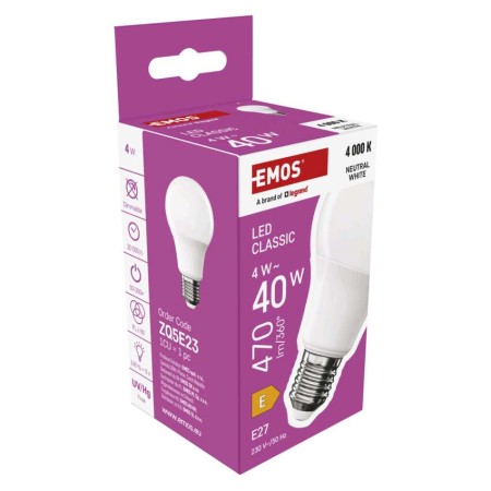 Lampadina LED 4W (40W) 4000K 470lm: Luce Neutra Efficiente | Emos ZQ5E23