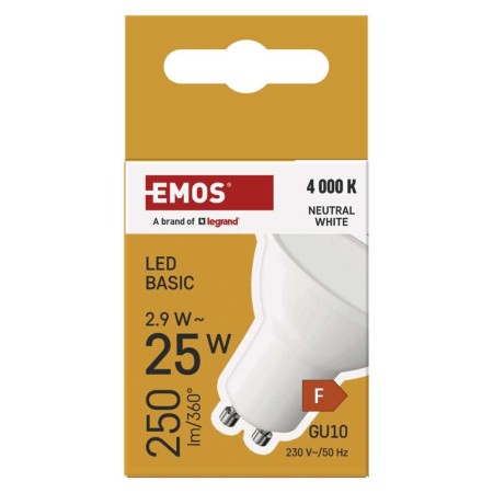 Lampadina LED GU10 2.9W (25W) 250lm 4000K Luce Neutra | Emos ZL8F03