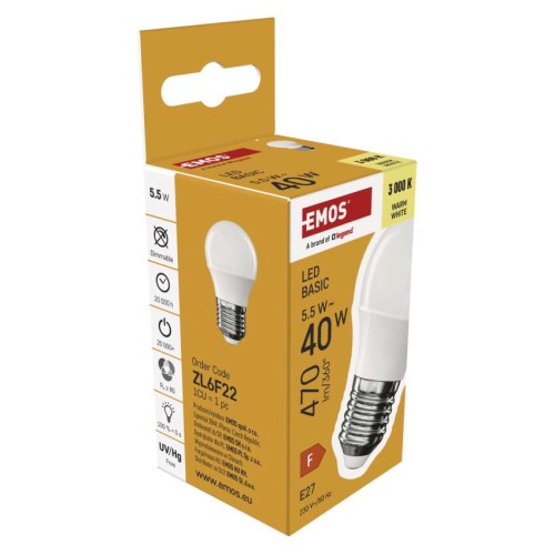 Lampadina LED Sfera E27 5.5W (40W)...