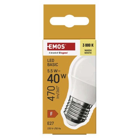 Lampadina LED Sfera E27 5.5W (40W) 470lm 3000K Luce Calda | Emos ZL6F22