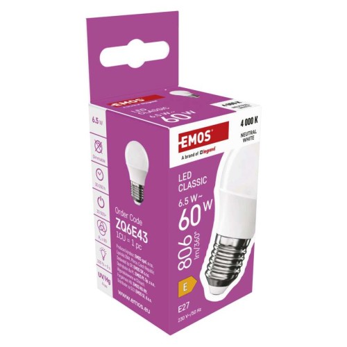 Lampadina LED Sfera E27 6.5W (60W)...