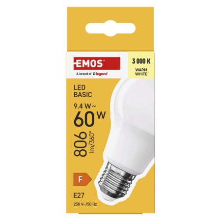 Lampadina LED Goccia E27 9.4W (60W) 806lm 3000K Luce Calda | Emos ZL5F42