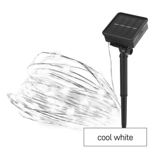 Catena luminosa NANO LED solare da 12 metri con 120 LED bianchi freddi, ideale per interni ed esterni | Emos D3ZC01