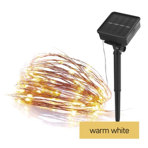 Catena luminosa NANO LED solare da 12 metri con filo in rame e luce bianca calda, perfetta per interni ed esterni | Emos D3ZW01
