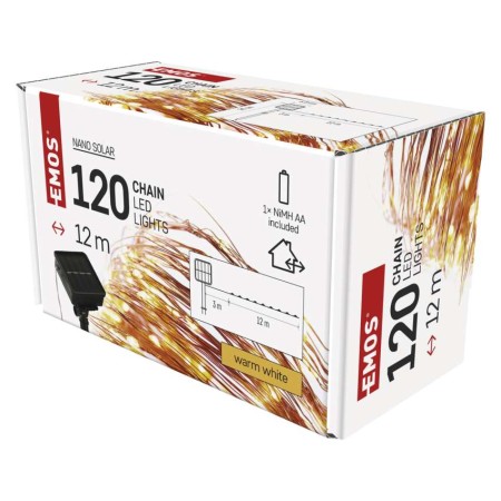 Catena Luminosa NANO LED Solare 12m Rame Luce Bianca Calda per Interni ed Esterni | Emos D3ZW01