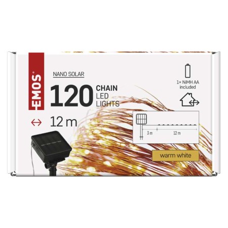 Catena Luminosa NANO LED Solare 12m Rame Luce Bianca Calda per Interni ed Esterni | Emos D3ZW01
