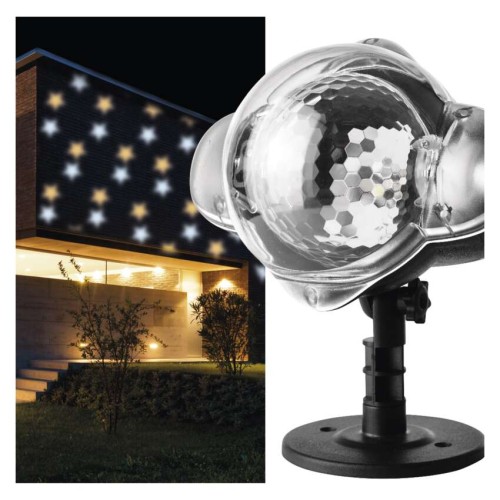 Proiettore LED EMOS DCPN01 decorativo a forma di stelle, luce bianca calda e fredda, per interni ed esterni
