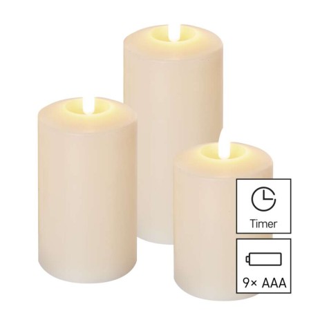 SET 3 CANDELE LED FINTA CERA A BATTERIE DCCV15