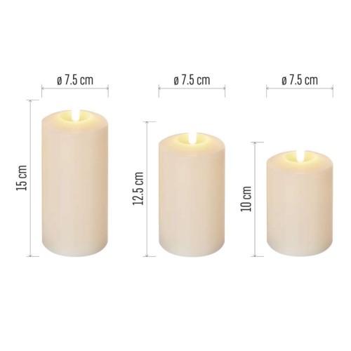 SET 3 CANDELE LED FINTA CERA A...