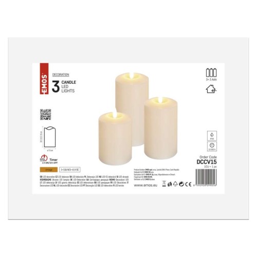 SET 3 CANDELE LED FINTA CERA A...