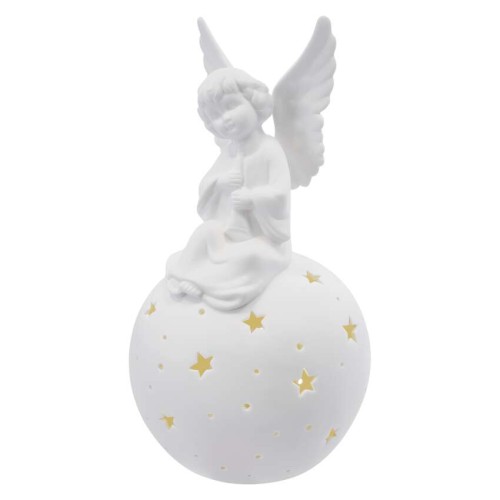 Splendido Angelo di Natale in Ceramica con Luci LED Bianche Calde | Emos DCLW33