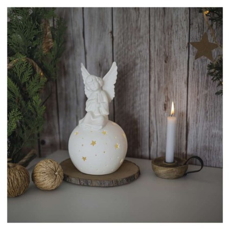 Splendido Angelo di Natale in Ceramica con Luci LED Bianche Calde | Emos DCLW33