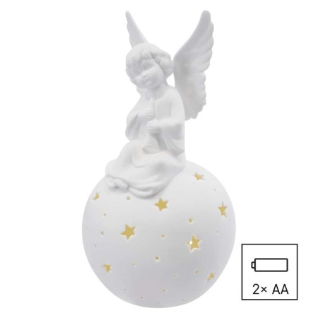 Splendido Angelo di Natale in Ceramica con Luci LED Bianche Calde | Emos DCLW33