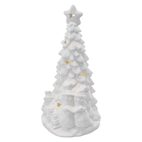 Albero di Natale in Ceramica con Pupazzi di Neve e Luci LED Bianche Calde | Emos DCLW31