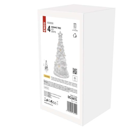 Albero di Natale in Ceramica con Pupazzi di Neve e Luci LED Bianche Calde | Emos DCLW31