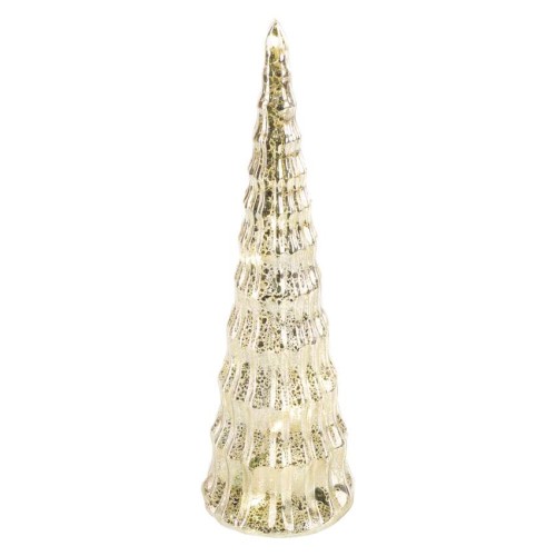 Albero di Natale in Vetro LED 27 cm con Luce Bianca Calda