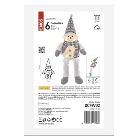 Pupazzo di Neve Natalizio LED Seduto 31 cm con Luce Bianca Calda | Emos DCFW02