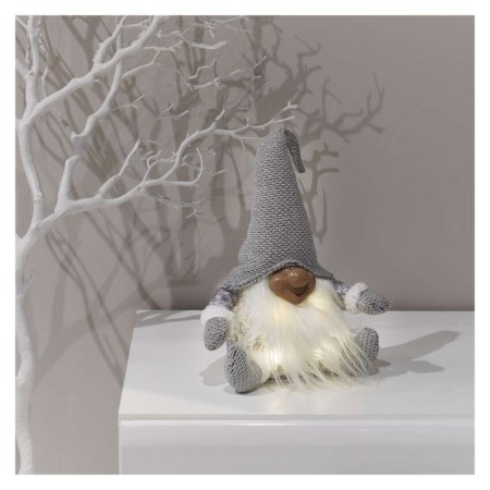 Gnomo Natalizio LED Seduto 35 cm con Luce Bianca Calda