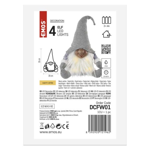 Gnomo Natalizio LED Seduto 35 cm con...