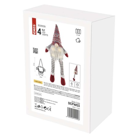 Elfo Natalizio LED Seduto 27 cm con Luce Bianca Calda | Emos DCFW03