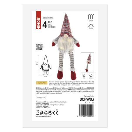 Elfo Natalizio LED Seduto 27 cm con Luce Bianca Calda | Emos DCFW03