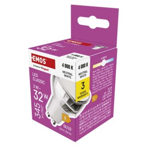 Lampadina LED GU10 3W Vetro Luce Neutra Finitura Argento Emos ZQ8E18