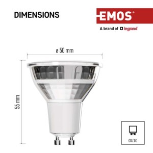 Lampadina LED GU10 3W Vetro Luce Neutra Finitura Argento Emos ZQ8E18 2