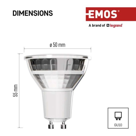 Lampadina LED GU10 3W (32W) 345lm 4000K Luce Neutra Vetro Finitura Argento | Emos ZQ8E18