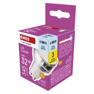 Lampadina LED GU10 3W Vetro Luce Fredda Finitura Argento Emos ZQ8E19