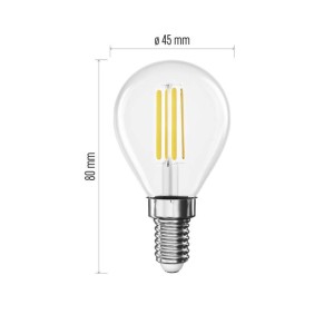 Lampadina LED Sfera E14 7W equivalente a 75W 1055lm 2700K Luce Calda 2