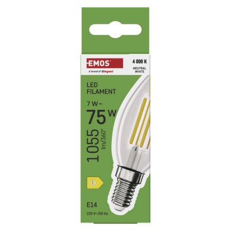 Lampadina LED Filamento Oliva E14 7W (75W) 1055lm 4000K Luce Neutra | Emos ZF3D53