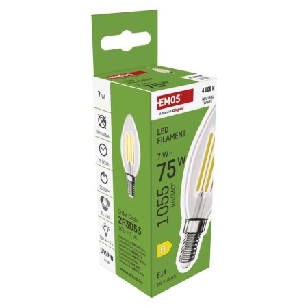 Lampadina LED Filamento Oliva E14 7W (75W) 1055lm 4000K Luce Neutra | Emos ZF3D53