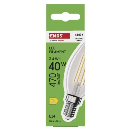 Lampadina LED Filamento Oliva E14 3.4W (40W) 470lm 4000K Luce Naturale | Emos ZF3D23