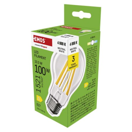 Lampadina LED Filamento Goccia E27 10.5W (100W) 1521lm 4000K Luce Neutra | Emos ZF5D63