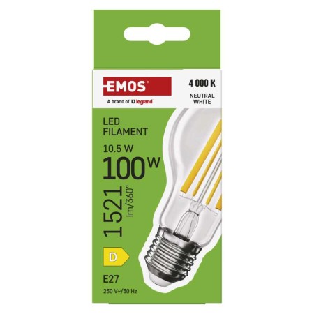 Lampadina LED Filamento Goccia E27 10.5W (100W) 1521lm 4000K Luce Neutra | Emos ZF5D63