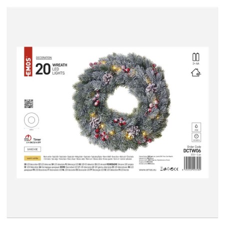 Ghirlanda Natalizia Innevata LED con Luce Calda da 38 cm | Emos DCTW06