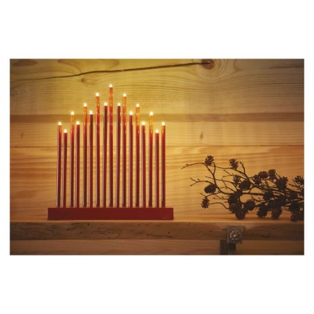 Candelabro LED Rosso 17 Luci Calde da Interno 28.5 cm | Emos DCAW03