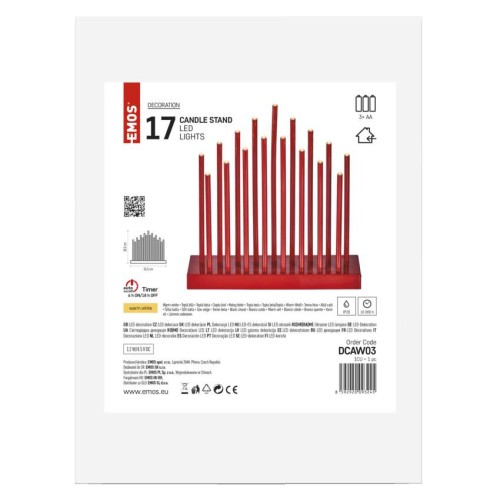 Candelabro LED Rosso 17 Luci Calde da...