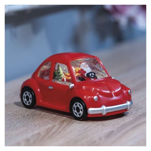 Decorazione LED Auto con Babbo Natale 10 cm con Luce Calda