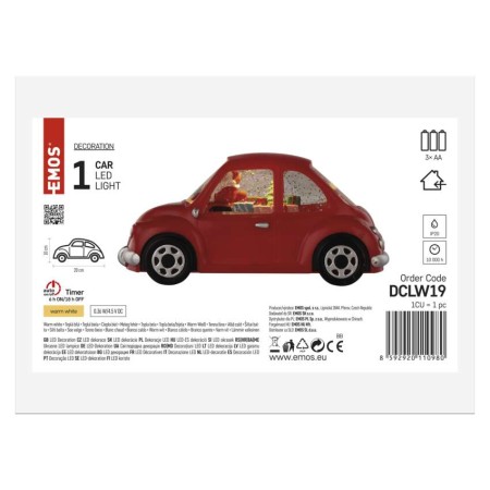 Decorazione LED Auto con Babbo Natale 10 cm con Luce Calda | Emos DCLW19