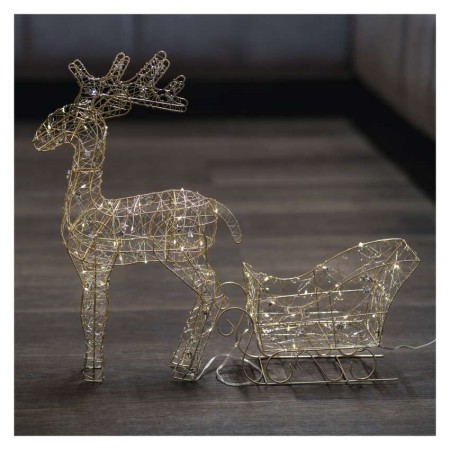 Decorazione Natalizia LED Renna con Slitta 47 cm con Luce Bianca Calda e Timer | Emos DCFC28