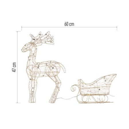 Decorazione Natalizia LED Renna con Slitta 47 cm con Luce Bianca Calda e Timer | Emos DCFC28