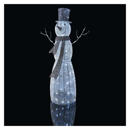 Pupazzo di Neve Natalizio LED in Rattan 124 cm, Luce Fredda da Interno con Timer | Emos DCFC01