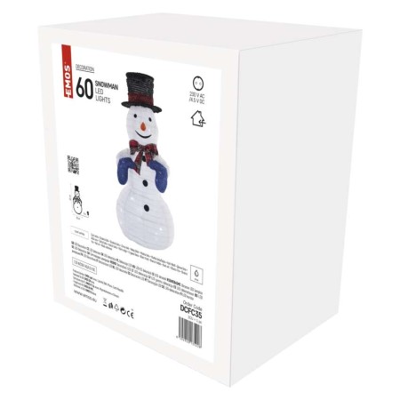 Pupazzo di Neve Natalizio LED Pieghevole 60 cm, Luce Bianca Fredda da Interno | Emos DCFC35