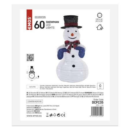 Pupazzo di Neve Natalizio LED Pieghevole 60 cm, Luce Bianca Fredda da Interno | Emos DCFC35