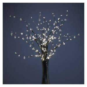 Decorazione Natalizia LED Rametti con Perle 60 cm, Luce Bianca Calda da Interno con Timer