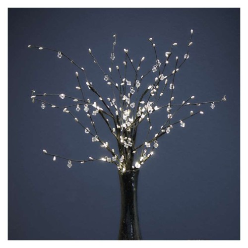 Decorazione Natalizia LED Rametti con Perle 60 cm, Luce Bianca Calda da Interno con Timer