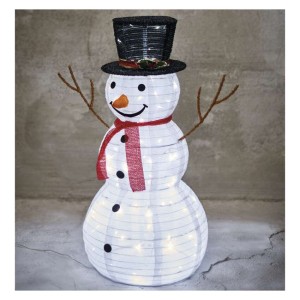 Pupazzo di Neve Natalizio LED Pieghevole 90 cm, con luce fredda, ideale per decorazioni interne ed esterne | Emos DCFC29